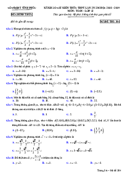 Đề khảo sát kiến thức Toán THPT lần 2 năm 2018 – 2019 sở GD&ĐT Vĩnh Phúc