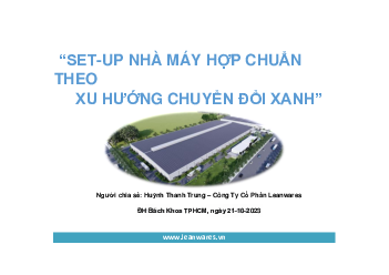 Slide bài giảng môn Biến đổi khí hậu nội dung "Set-up nhà máy hợp chuẩn để tham gia chuỗi cung ứng toàn cầu"