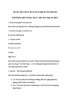 Giải Tin học lớp 3 Bài 6: Xem tin và giải trí trên Internet | Chân trời sáng tạo
