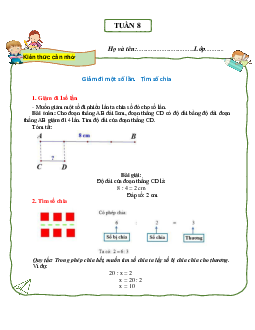 Bài tập cuối tuần lớp 3 môn Toán Cánh Diều - Tuần 8