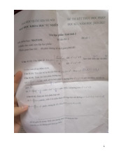 Đề thi hết môn học kì 1 Giải tích 2năm học 2025-2026  - trường đại học Khoa học tự nhiên – Đại học quốc gia hà nội