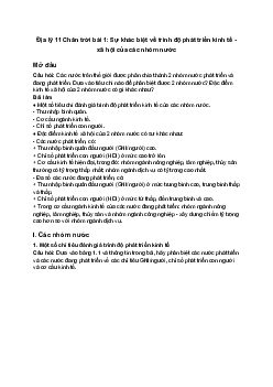 Địa lý 11 Chân trời bài 1: Sự khác biệt về trình độ phát triển kinh tế - xã hội của các nhóm nước