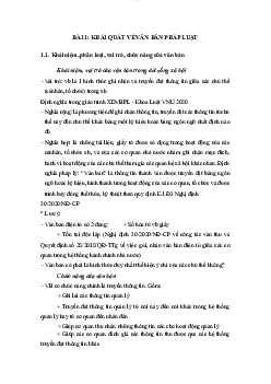 Bài 1: Khái quát về văn bản pháp luật học phần Luật hành chính