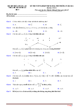 Đề Thi Thử TN Môn Toán 2021 Bám Sát Đề Tham Khảo Có Lời Giải Chi Tiết Và Đáp Án (Đề 9)