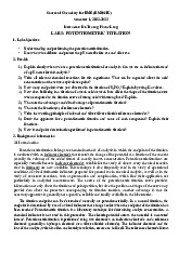 Lab Manual: Lab 3 - Potentiometric Titration Guide | Môn Chemistry for BME Laboratory - Trường Đại học Quốc tế, Đại học Quốc gia Thành phố Hồ Chí Minh