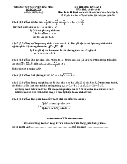 Đề thi định kỳ Toán 11 năm 2018 – 2019 trường THPT chuyên Bắc Ninh lần 1