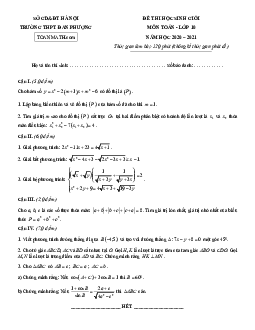 Đề thi HSG Toán 10 năm 2020 – 2021 trường THPT Đan Phượng – Hà Nội