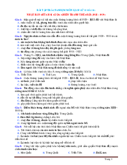Trắc nghiệm Sử 11 bài 14:Nhật Bản giữa hai cuộc chiến tranh thế giới (1918-1939) (có đáp án)