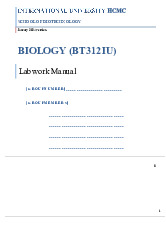 Biology Lab Manual - January 2024 Edition | Môn Biology - Trường Đại học Quốc tế, Đại học Quốc gia Thành phố Hồ Chí Minh