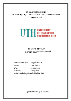 Đồ án thiết kế chi tiết máy - Chi tiết máy | Trường Đại học Giao thông Vận Tải
