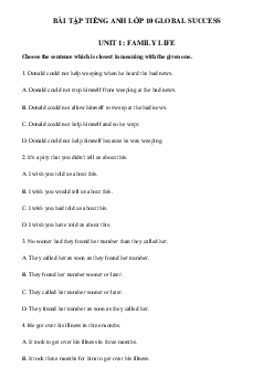 Bài tập tiếng Anh 10 global success unit 1