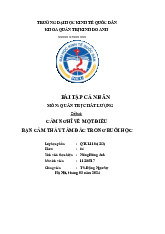Bài tập cá nhân Cảm nhận về quản trị chất lượng và tinh thần làm việc nhóm môn Quản trị chất lượng | Đại học Kinh tế Quốc Dân