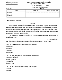 Đề thi học kì 2 môn Tiếng Việt 2 năm 2022 - 2023 sách Cánh diều Đề 3