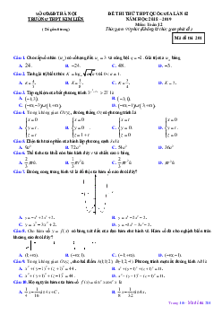 Đề thi thử Toán THPT Quốc gia 2019 lần 2 trường THPT Kim Liên – Hà Nội