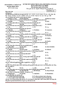 Đề thi tốt nghiệp THPT 2022 môn Hóa - Mã đề 224 (có đáp án)
