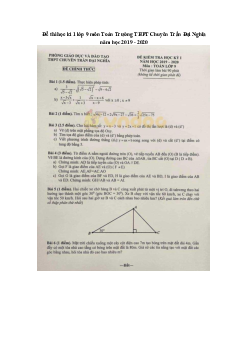 Đề thi học kì 1 lớp 9 môn Toán Trường THPT Chuyên Trần Đại Nghĩa năm học 2019 - 2020