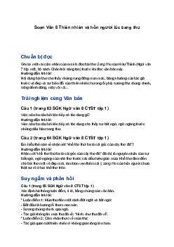 Soạn Văn 8 Bài 3: Sự sống thiêng liêng | Thiên nhiên và hồn người lúc sang thu | Chân trời sáng tạo