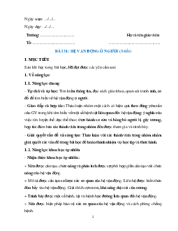 Giáo án Khoa học tự nhiên 8 Bài 31: Hệ vận động ở người | Kết nối tri thức
