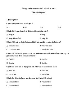 Phiếu bài tập cuối tuần lớp 3 môn Toán - Tuần 4 (Nâng cao) | Kết nối tri thức