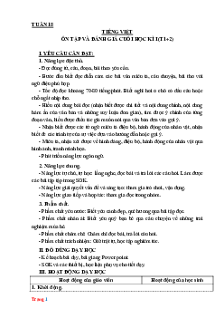 Giáo án Tiếng Việt 3 Kết nối tri thức tuần 18 Ôn tập học kì 1