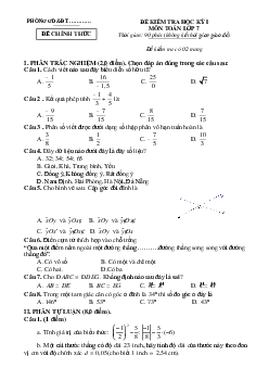 Đề thi học kì 1 môn Toán 7 | Đề 11 | Cánh diều