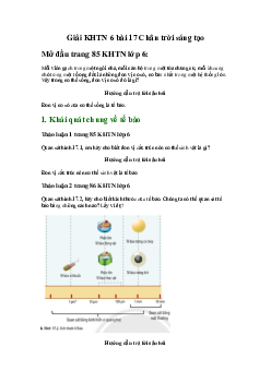 Giải Khoa học tự nhiên 6 bài 17 Tế bào Chân trời sáng tạo| Chân trời sáng tạo