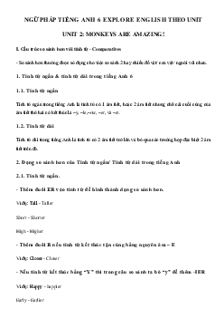 Ngữ pháp unit 2 lớp 6 Monkeys are amazing! - Cánh diều