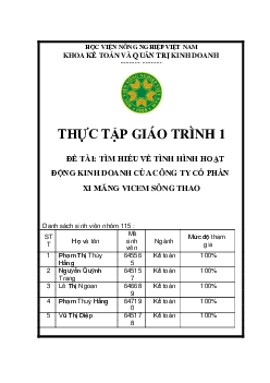 Thực tập giáo trình 1 - Tìm hiểu về tình hiểu hoạt động kinh doanh của Công ty | Học viện Nông nghiệp Việt Nam