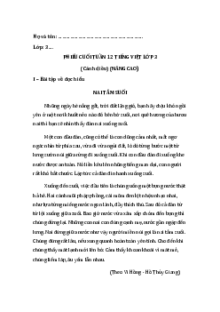 Bài tập cuối tuần Tiếng Việt lớp 3 Nâng cao Tuần 12 - Cánh diều