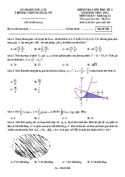 Đề thi cuối học kỳ 2 Toán 12 năm 2020 – 2021 trường THPT Ngô Gia Tự – Đắk Lắk