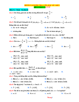 Đề ôn tập giữa học kỳ 1 Toán 11 Chân trời sáng tạo - Đề 2 (có đáp án)