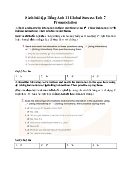Giải Unit 7 Pronunciation | Sách bài tập Tiếng Anh 11 Global Success