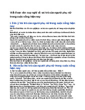Viết đoạn văn suy nghĩ về vai trò của người phụ nữ trong cuộc sống hiện nay - Ngữ văn 8