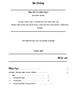 Giáo trình môn Đại số tuyến tính