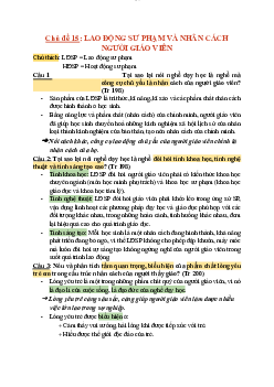 Chủ đề 15: Lao động sư phạm và nhân cách người giáo viên | Đại học Sư Phạm Hà Nội