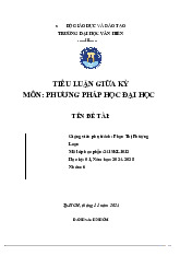 Tiểu luận Vấn đề bạo lực học đường tại ĐH Việt Nam môn Phương pháp học - Trường Đại học Văn Hiến.