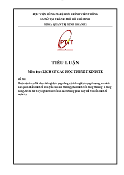 Bài tiểu luận môn Lịch sử học thuyết kinh tế đề tài "Hoàn cảnh ra đời của chủ nghĩa trọng nông và chủ nghĩa trọng thương, so sánh,  rút ra ý nghĩa thực tế"