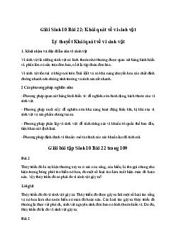 Sinh học 10 Bài 22: Khái quát về vi sinh vật sách Chân Trời Sáng Tạo