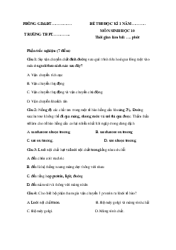 Bộ đề thi học kì 1 môn Sinh học 10 Cánh Diều năm học 2023 - 2024