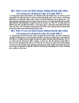 Viết đoạn văn nêu lí do vì sao em thích (hoặc không thích) một nhân vật - Tập làm văn lớp 3 Kết nối tri thức