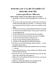 Danh mục gợi ý các đề tài nghiên cứu khoa học cho sinh viên | Đại học Sư phạm Hà Nội