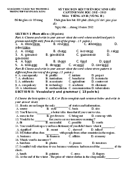 Kỳ thi chọn đội tuyển học sinh giỏi cấp tỉnh năm học 2012 – 2013 môn Tiếng Anh ( vòng II ) - Trường THPT Lương Đắc Bằng - Thanh Hóa
