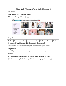 Tiếng Anh 7 Smart World Unit 6 Lesson 2