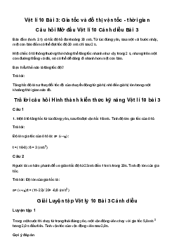 Giải Vật lí 10 Bài 3: Gia tốc và đồ thị vận tốc - thời gian | Cánh diều