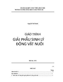Giáo trình môn giải phẫu sinh lý động vật nuôi | Trường Cao đẳng Công nghệ và Kinh tế Bảo Lộc