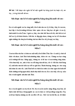 Viết đoạn văn ngắn kể về một người họ hàng cùng lứa tuổi với em (3 mẫu)  | Văn mẫu Tiếng việt 4| Cánh diều