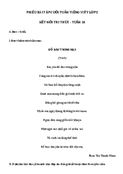 Phiếu Bài tập cuối tuần tiếng Việt lớp 2 học kì 1 | Kết nối tri thức Tuần 18 cơ bản