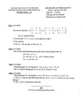 Đề thi giữa HKI học phần Đại số tuyến tính năm 2024 - 2025 | Trường Đại học Công nghệ Thông tin, Đại học Quốc gia Thành phố Hồ Chí Minh