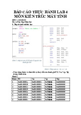 Kiến Trúc Máy Tính - Báo Cáo Thực Hành LAB 4. Môn Thực hành môn kiến trúc máy tính | Đại học Trường Đại học Công nghệ thông tin, Đại học Quốc gia Thành phố Hồ Chí Minh.