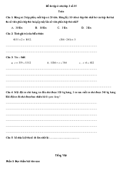 Đề ôn tập ở nhà lớp 3 số 35 - (Ngày 10/4)